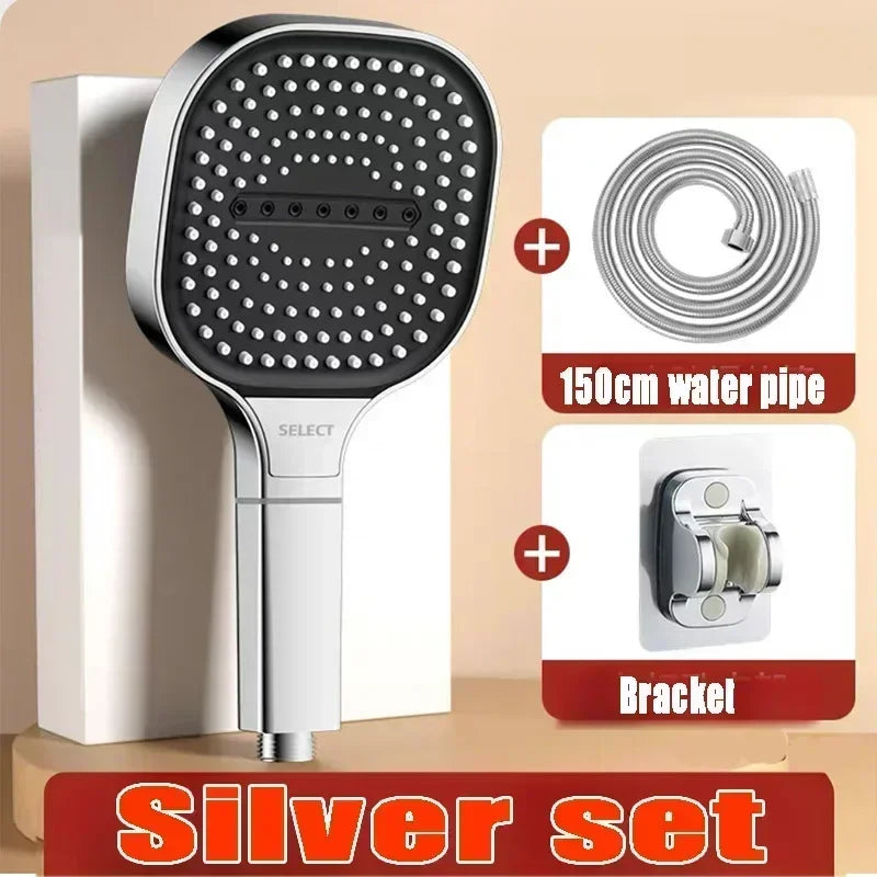 Large Panel Shower Head 3 Modes Adjustable High Pressure Water Massage Shower Head Water Saving Bathroom Accessories