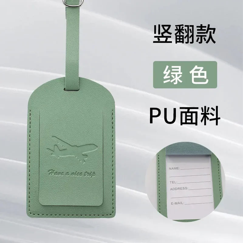 1PCS PU Leather Business Luggage Tag Suitcase Address Label Luggage Boarding Case Label Name ID Address Clip Travel Accessories