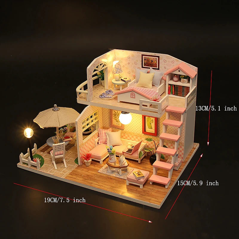 DIY Miniature Doll House 3D Puzzle Building Assembly Kit For Making Room Toys Home Bedroom Decorations With Furniture DollHouses