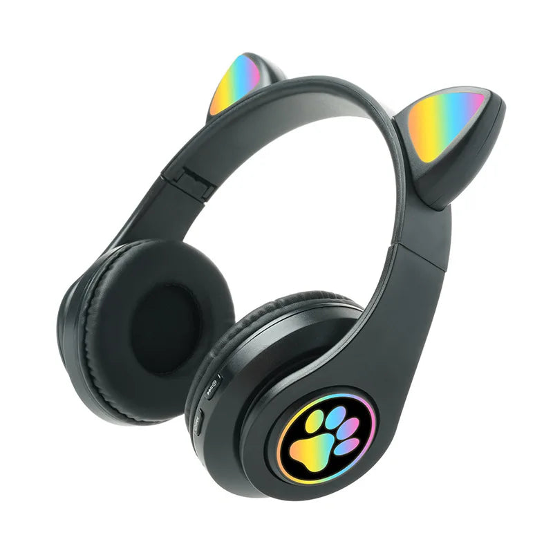 New arrival bluetooth ear head b39 cat ear luminous bluetooth ear head wearable foldable card mobile phone wireless headset neut