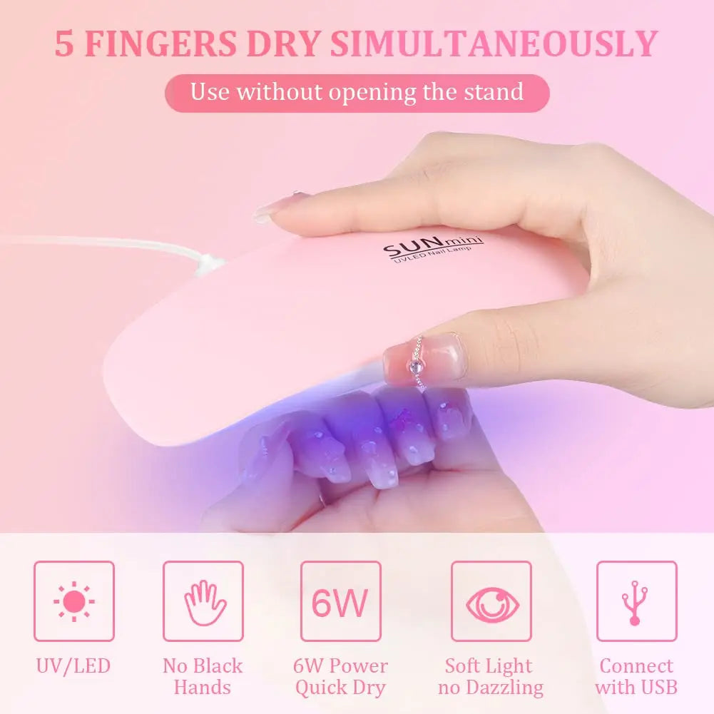 Nail Lamp Foldable 6w Uv Led Lamp For Nails Machine Uv Leds Gel Quick drying Dryer Lamp Manicure Tool Professional Equipme