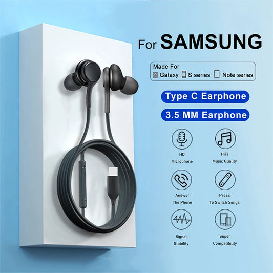 Original Earphones Headset In-ear 3.5mm/ Type c with Mic Wired headphones For Galaxy M21 M20 S21 S20 S10 9 8 plus note 9 10