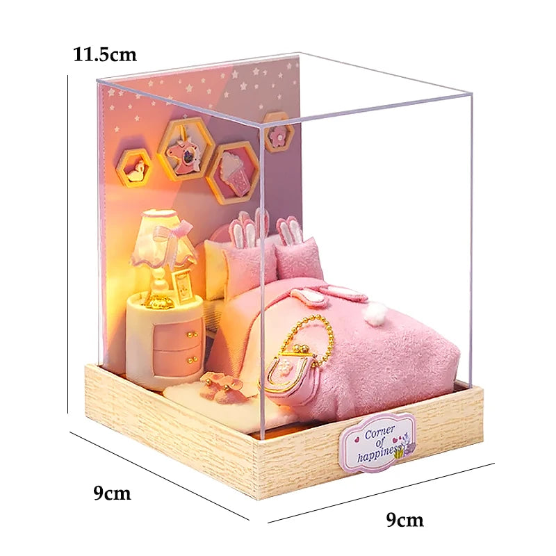 DIY Miniature Doll House 3D Puzzle Building Assembly Kit For Making Room Toys Home Bedroom Decorations With Furniture DollHouses
