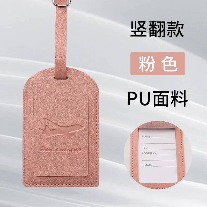 1PCS PU Leather Business Luggage Tag Suitcase Address Label Luggage Boarding Case Label Name ID Address Clip Travel Accessories