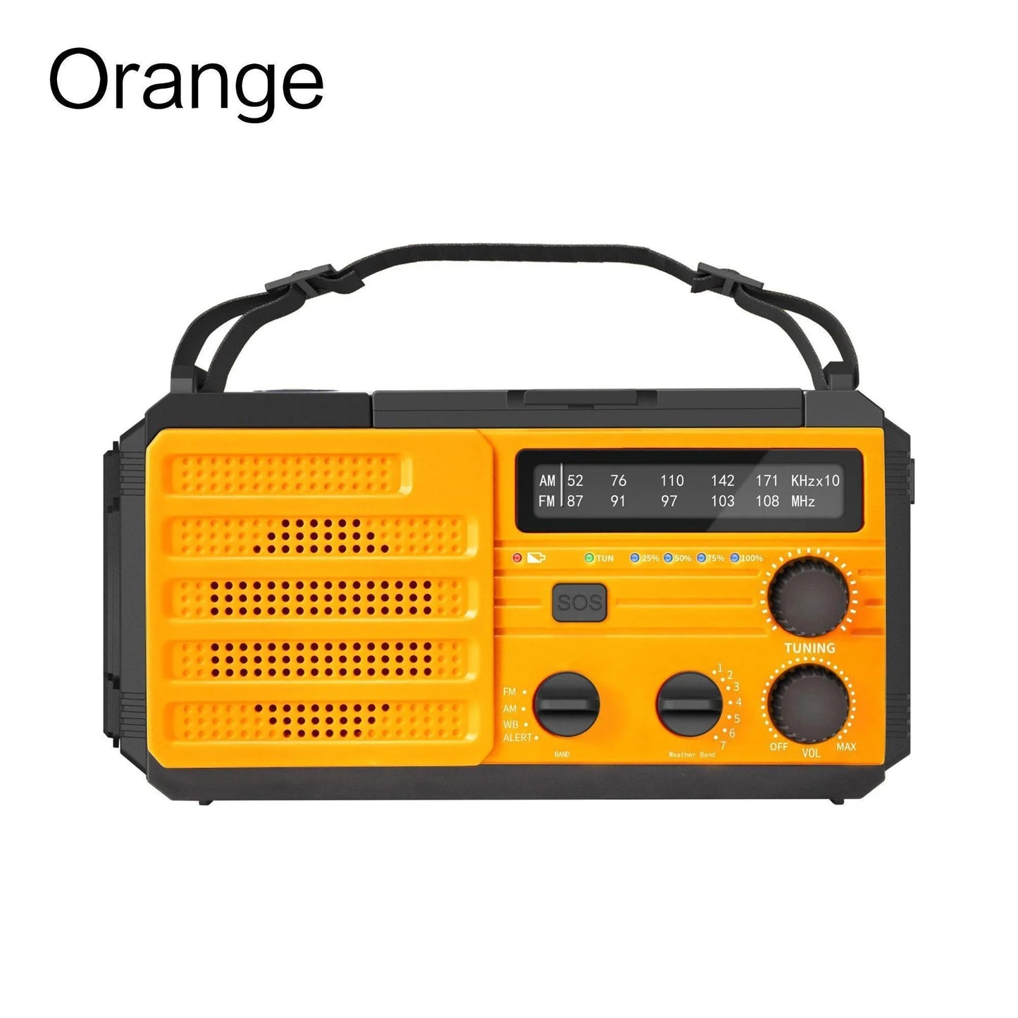 Weather Radio Emergency Multifunctional Radio FM AM WB Hand Crank Solar USB Charging 2000mAh Power Bank LED Flashlight Torch
