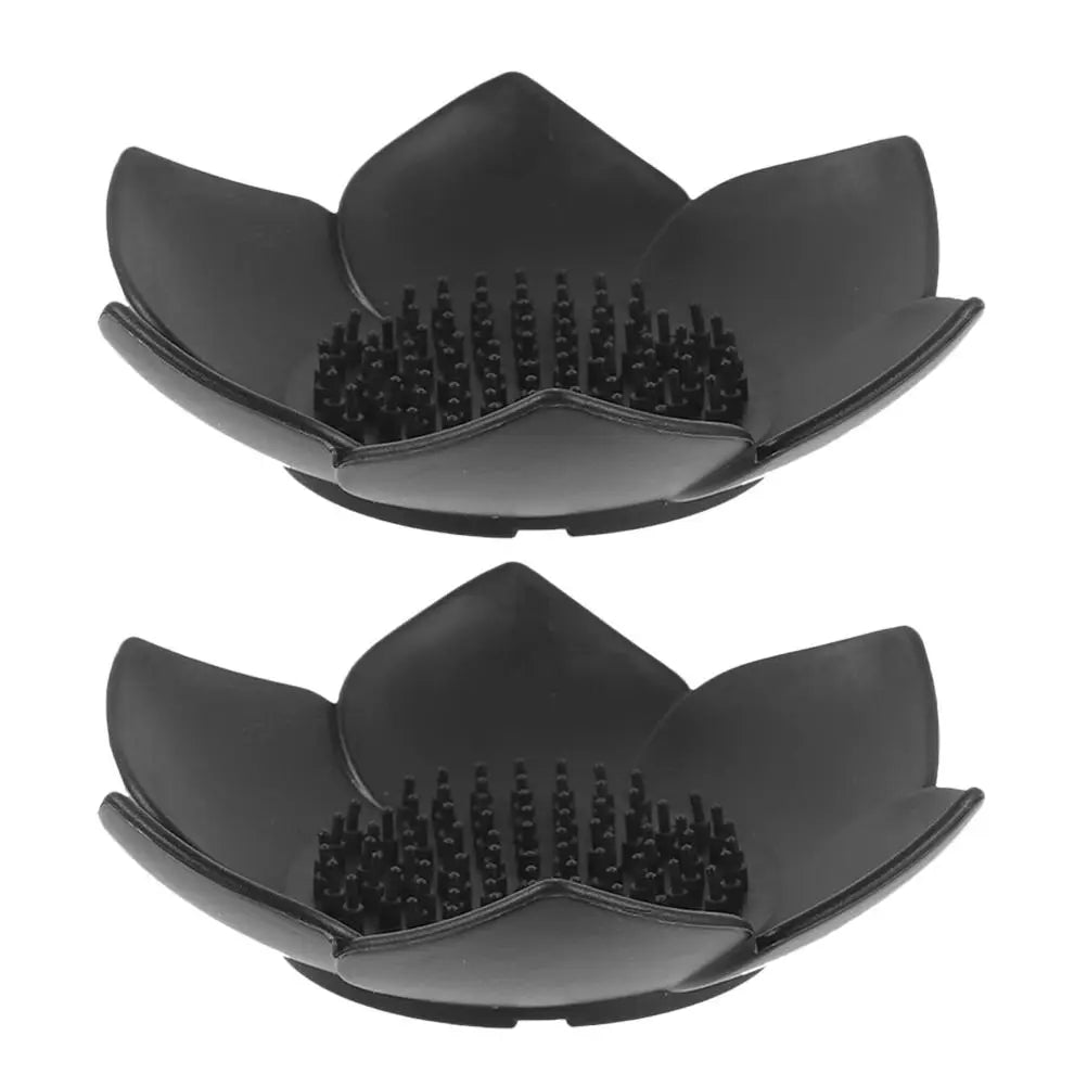 2Pcs Black Silicone Soap Holder Portable Bathroom Drain Tray Kitchen Cleaning Sponge Stand Self Draining Sink Storage