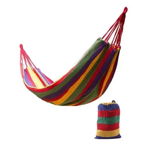 Double Hammock 2 Person Canvas Cotton Hammock with Tree Straps for Patio Garden Backyard Outdoor and Indoor (Red, Blue)