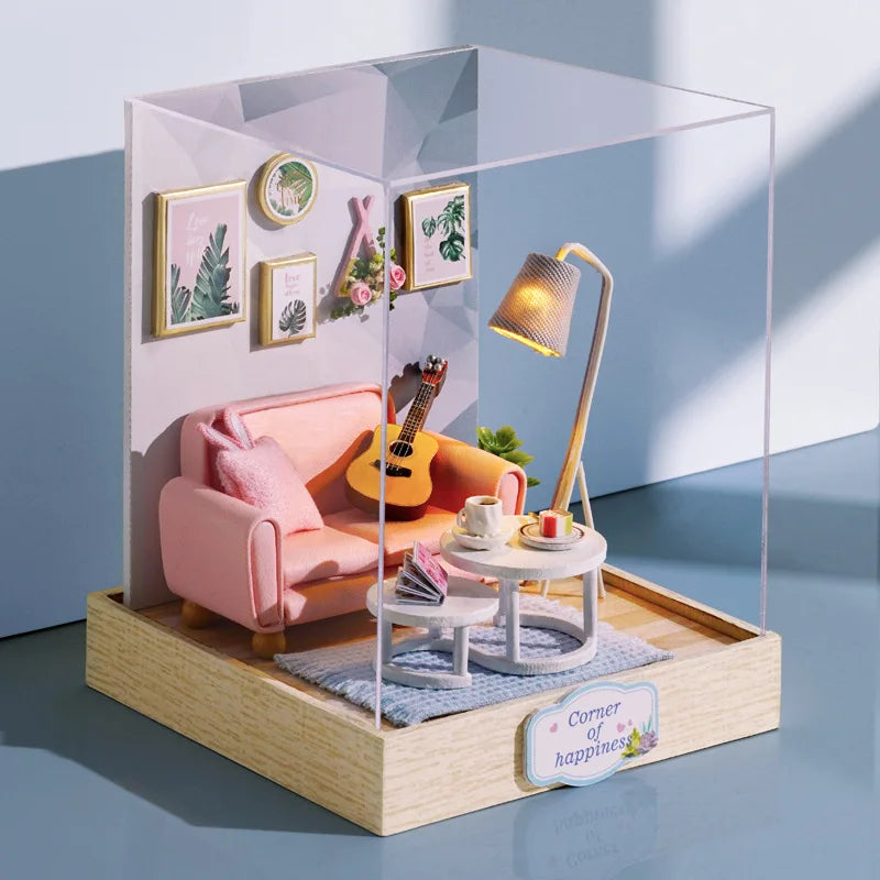 DIY Miniature Doll House 3D Puzzle Building Assembly Kit For Making Room Toys Home Bedroom Decorations With Furniture DollHouses