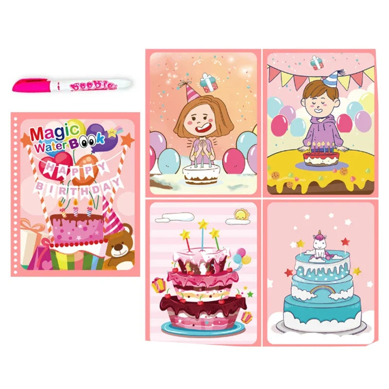 Children Early Education Toys Magical Book with Pen Water Drawing  Toys Gift Reusable Coloring Book Magic Drawing Book