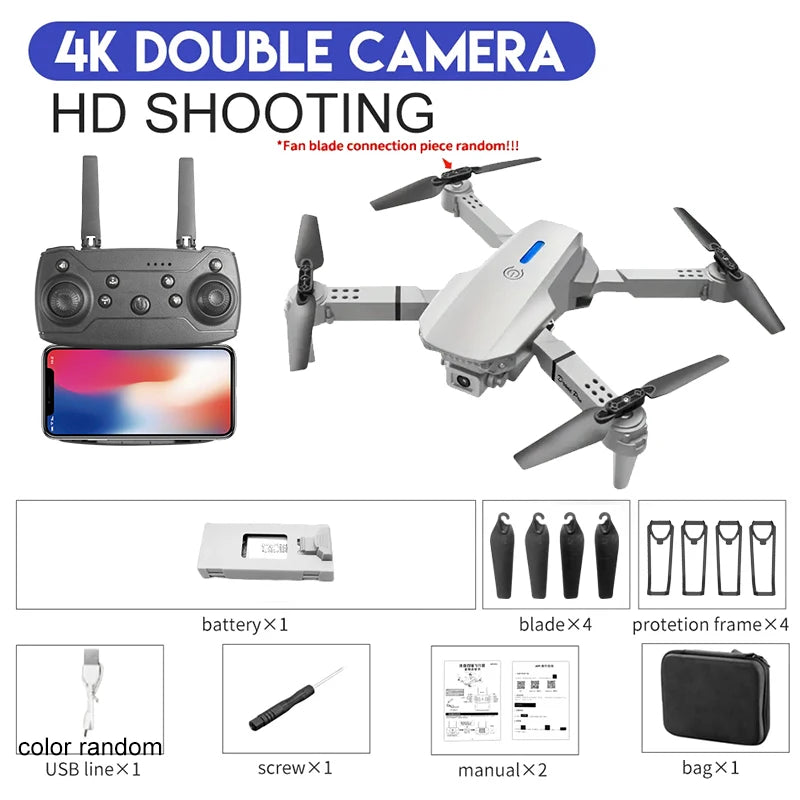 KBDFA 2025 E88 Professional Wide Angle RC Dron HD 4K Camera Mode Foldable Helicopter Aircraft Quadcopter Drone Kid Gift Toys