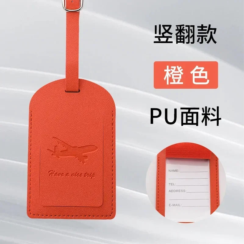 1PCS PU Leather Business Luggage Tag Suitcase Address Label Luggage Boarding Case Label Name ID Address Clip Travel Accessories