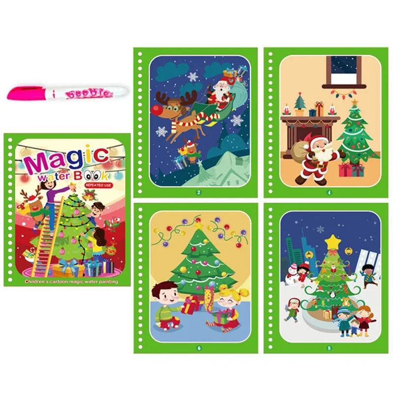Children Early Education Toys Magical Book with Pen Water Drawing  Toys Gift Reusable Coloring Book Magic Drawing Book