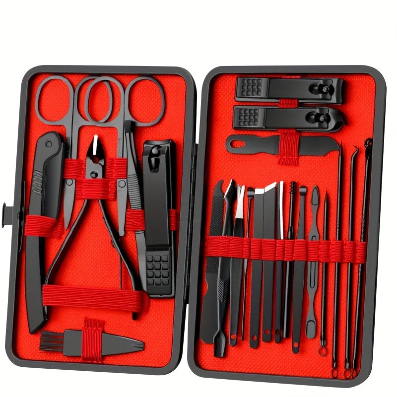 8/12/15/20/24 pcs Manicure Cutters Nail Clipper Set Household Stainless Steel Ear Spoon Pedicure Scissors Tool For Beauty