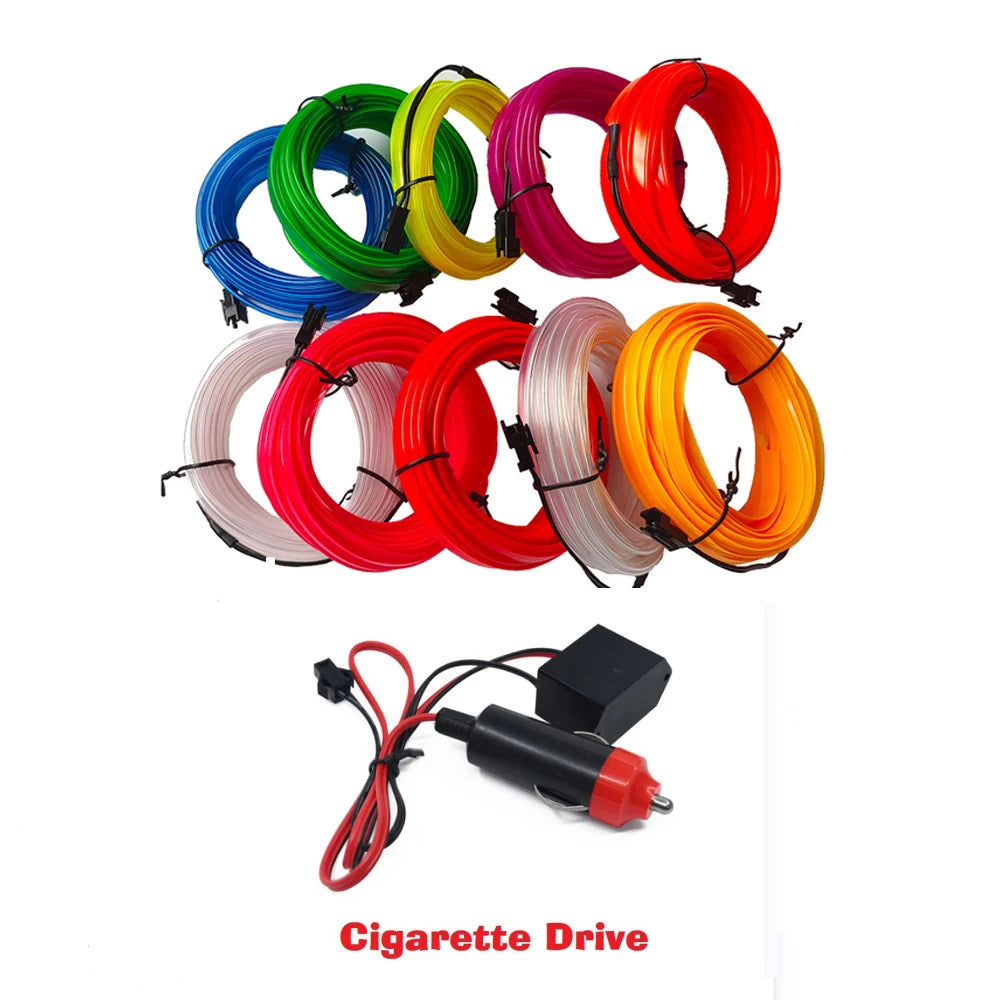 1/2/3/4/5M LED Car Interior Decoration Light EL Wiring Light USB wire control Auto DIY Flexible Ambient Light Neon Strip