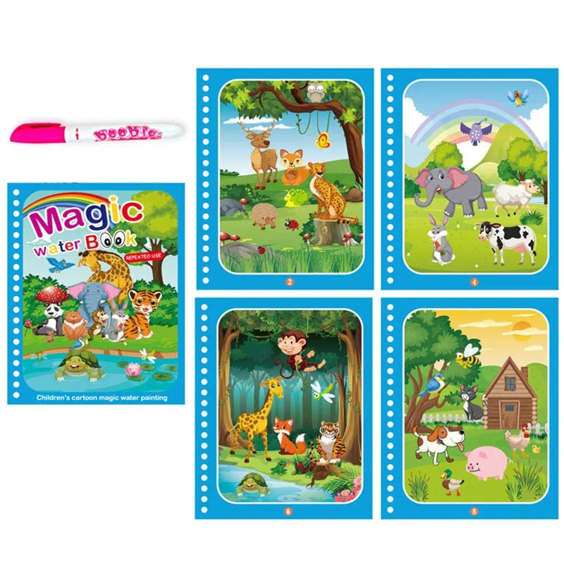 Children Early Education Toys Magical Book with Pen Water Drawing  Toys Gift Reusable Coloring Book Magic Drawing Book