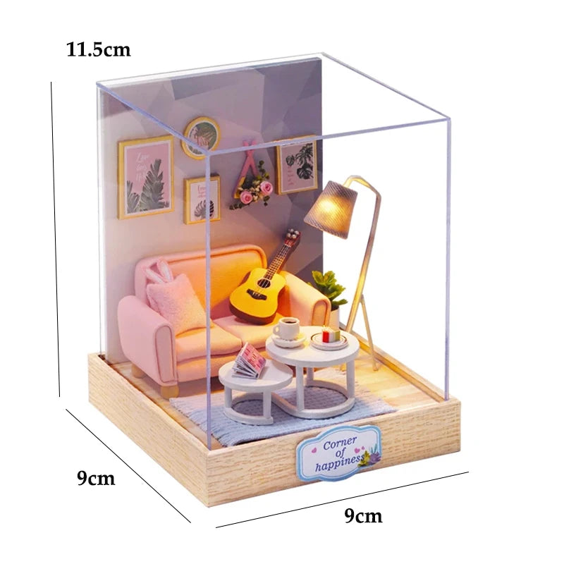 DIY Miniature Doll House 3D Puzzle Building Assembly Kit For Making Room Toys Home Bedroom Decorations With Furniture DollHouses