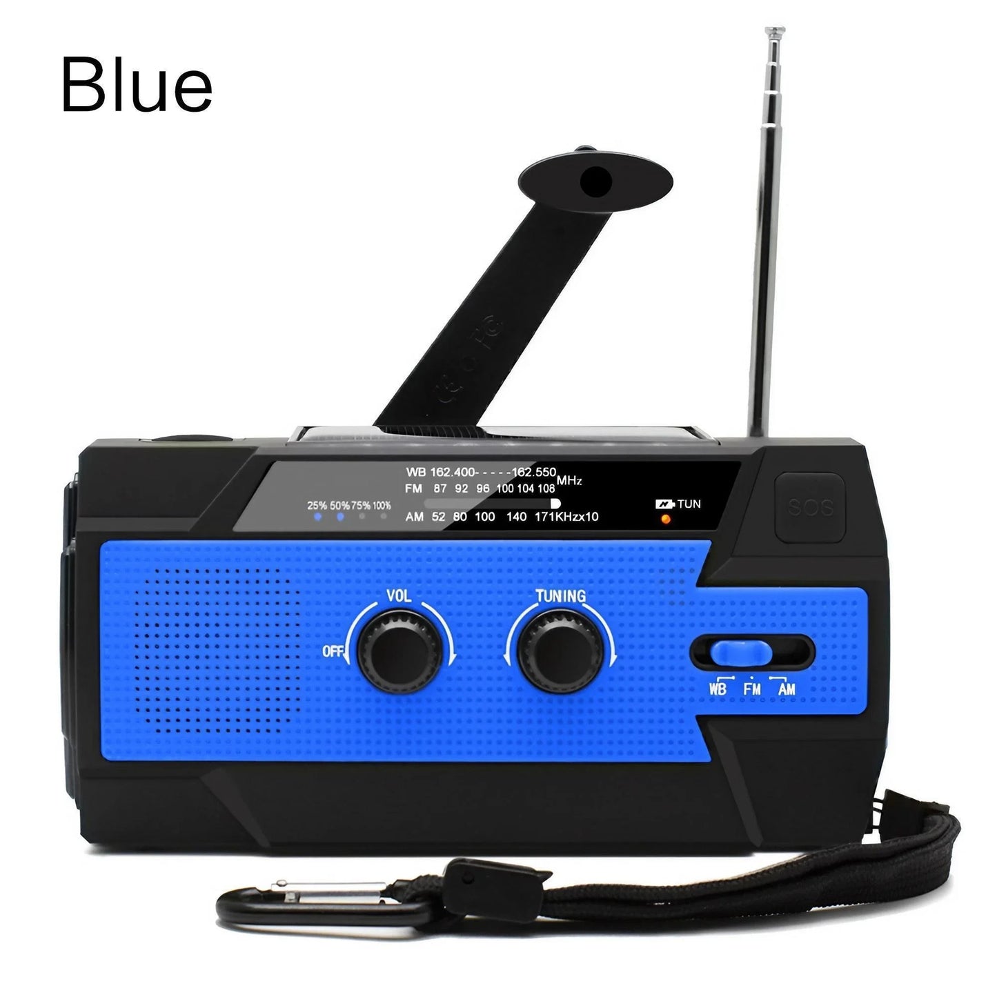 Weather Radio Emergency Multifunctional Radio FM AM WB Hand Crank Solar USB Charging 2000mAh Power Bank LED Flashlight Torch