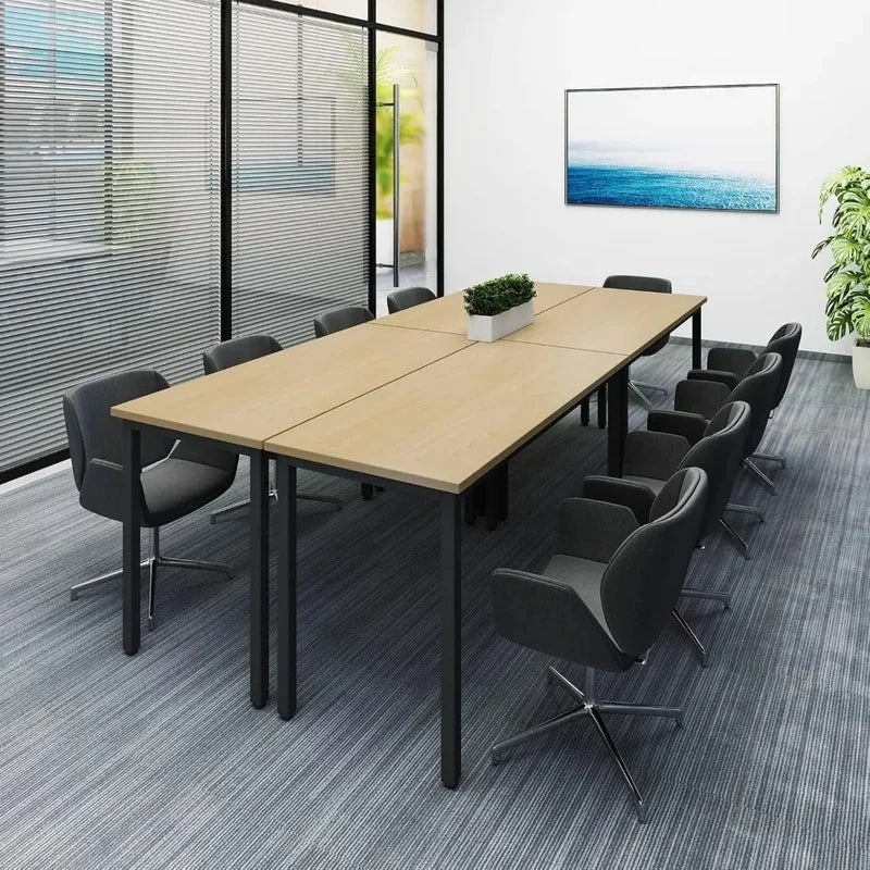 4PCS 8FT Conference Table Set for Computer Desk, Study, Writing, and Podcast Activities, Ideal for 10 People