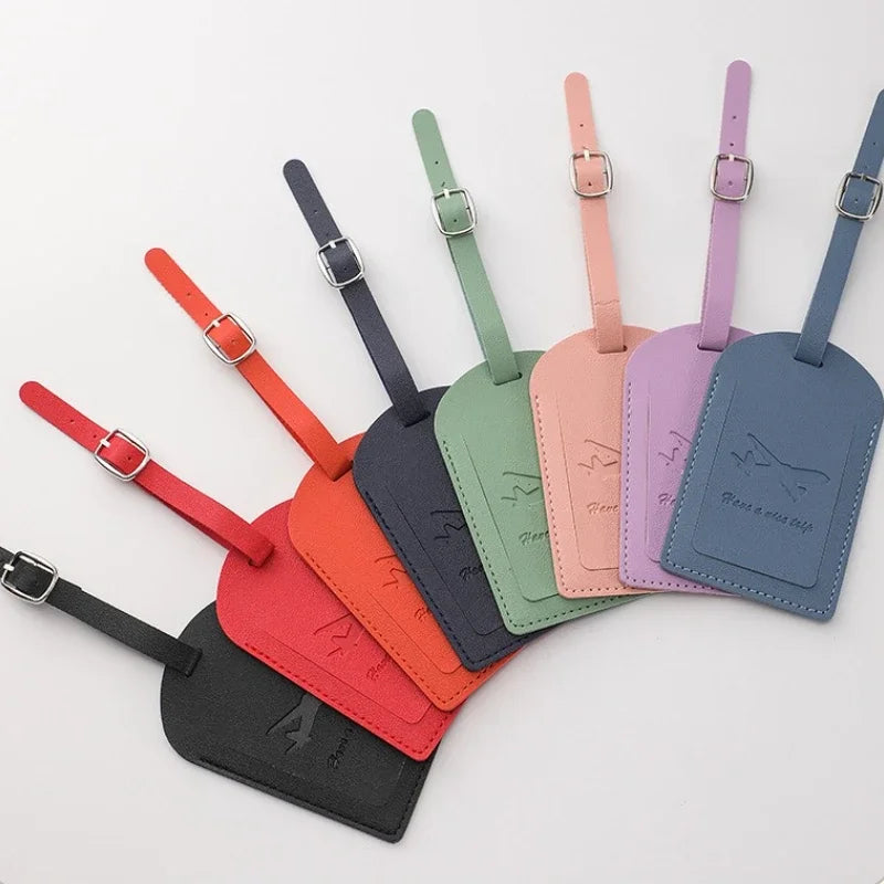 1PCS PU Leather Business Luggage Tag Suitcase Address Label Luggage Boarding Case Label Name ID Address Clip Travel Accessories