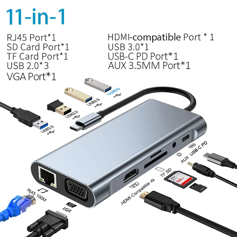 USB C HUB 3in1 Type C 3.0 to HDMI-compatible Docking Station PD Fast Charge 4K HDMI Adapter Splitter For MacBook Phone Computer