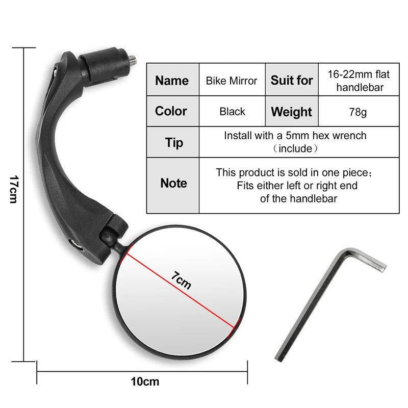 WEST BIKING Bicycle HD Rearview Mirror 360 Rotation Adjustable Bike Wide Angle Back Convex Mirror Handlebar Plug Cycling Safety