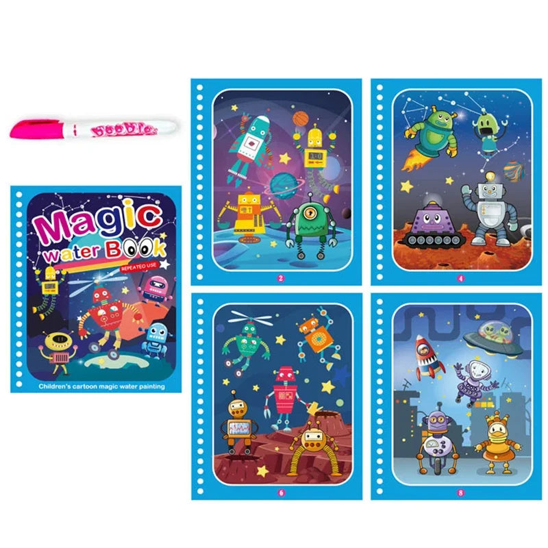 Children Early Education Toys Magical Book with Pen Water Drawing  Toys Gift Reusable Coloring Book Magic Drawing Book