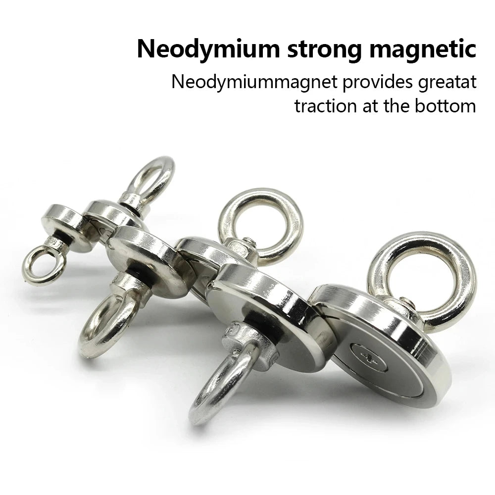 D16~D42mm Super Strong Neodymium Fishing Magnet N52 Heavy Duty Rare Earth Magnet with Countersunk Hole Eyebolt Salvage Magnetic