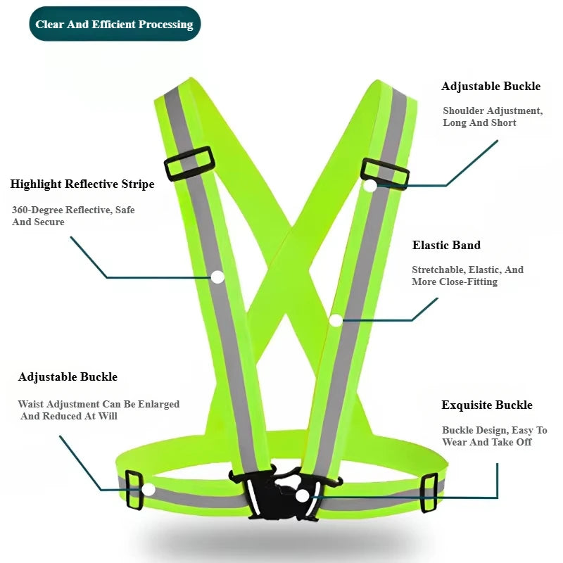 High Elasticity Reflective Safety Vests Lightweight Adjustable Elastic Vest Jacket Strips For Traffic Control Running Riding