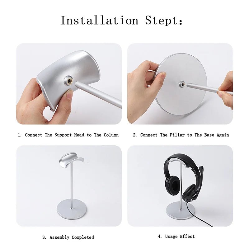 Metal Head-Mounted Headphone Stand Non-Slip Detachable Headset Holder Stand Gaming Earphone Stand for Airpods Max Beats Bose