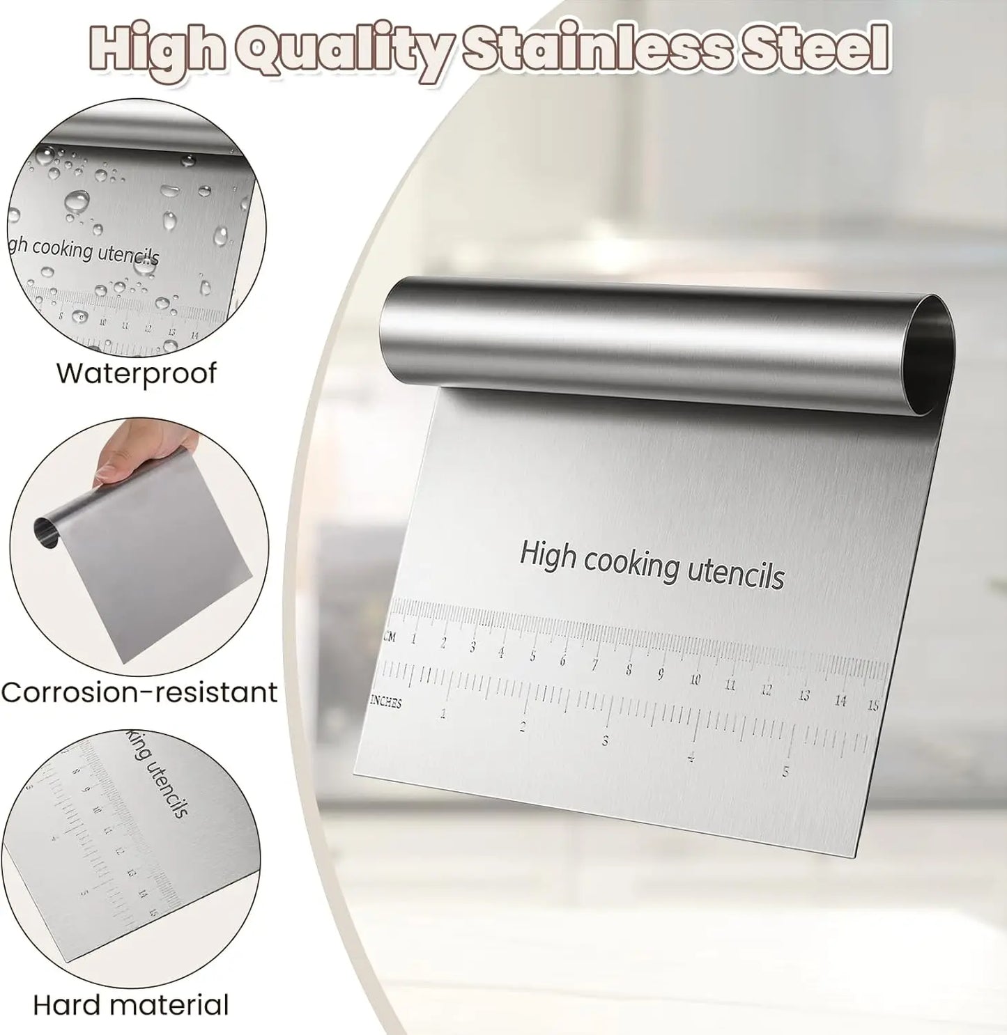 Stainless Steel Pastry Cutter Kitchen Food Scraper Chopper Versatile Kitchen Tool for Butter Baking Bread Cake Pizza and More