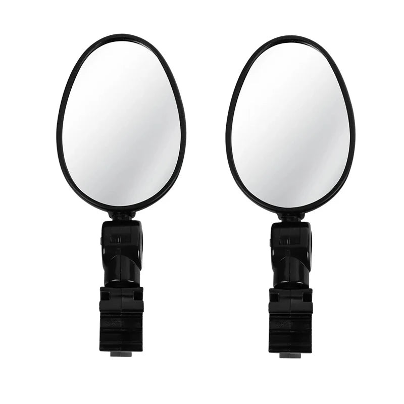 2pcs Black 360° Adjustable Bicycle Rearview Mirror with Wide Angle Lens - Durable PVC, Universal Fit for Road & Mountain Bikes