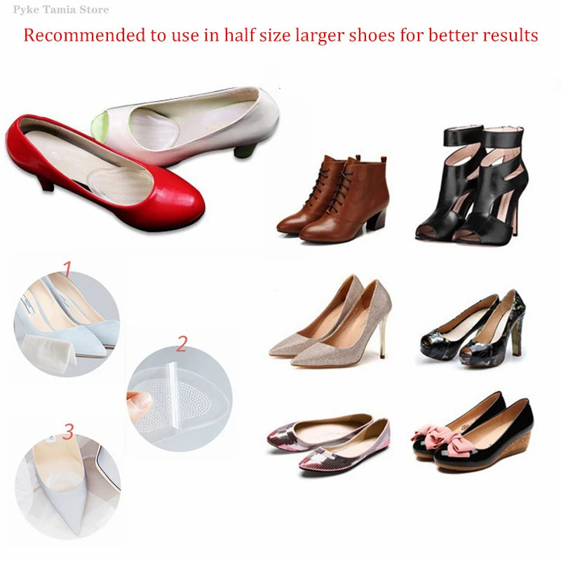Silicone Forefoot Pad Women High Heel Anti-Slip Insoles Sandals Pain Relief Foot Care Cushion Self-adhesive Shoes Half Inserts