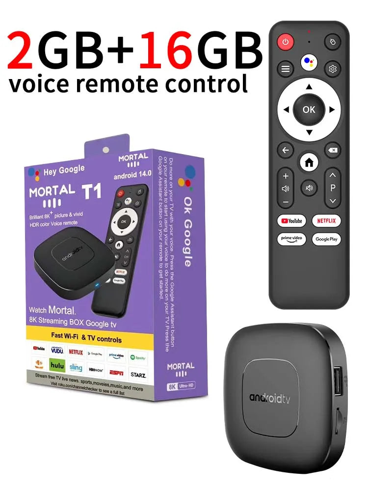2024 Mortal T1 TV Box Android  Allwinner H313 Quad Core HDR10+ 4K 2GB RAM 8GB 16GB ROM 2.4G&5G Wifi Home Theater Media Player
