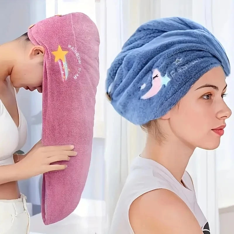 1pc Quickly Dry Hair Hat Super Absorbent Soft Bathroom Women Head Towels Girls Cute Hair Towel Hair Dry Wrap Bonnets