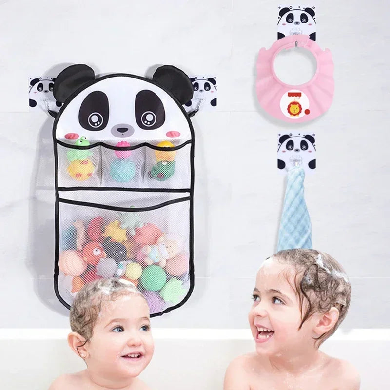 Animal Shower Hanging Basket Baby Bath Toys Organizer Kids Tidy Storage Suction Bathroom Bathtub Doll Hanging Bag Basket