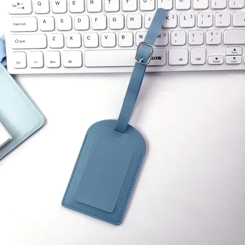 Leather Business Travel Luggage Tag Suitcase Address Label Luggage Boarding Case Label Name ID Address Clip Travel Accessories