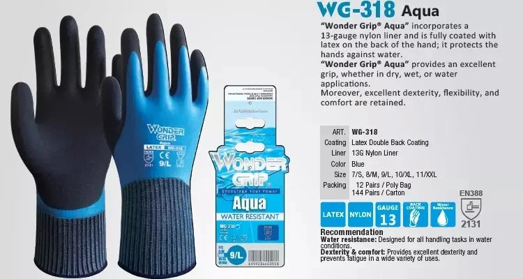 Waterproof Garden Work Gloves Oil Resistance Latex Micro Foam Fully Dipped Labor Safety Out Door Fishing Water Proof
