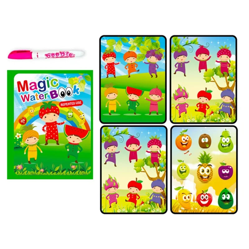 Children Early Education Toys Magical Book with Pen Water Drawing  Toys Gift Reusable Coloring Book Magic Drawing Book