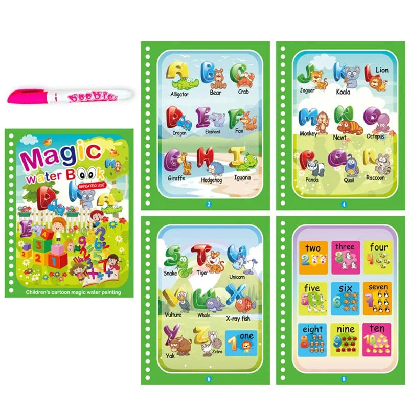 Children Early Education Toys Magical Book with Pen Water Drawing  Toys Gift Reusable Coloring Book Magic Drawing Book
