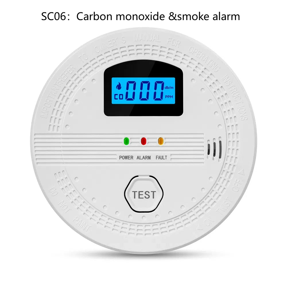 Independent CO Alarm Sensor Carbon Monoxide Alarm Detector 85dB High Sensitive Warning LCD Photoelectric Display for Home Hotel